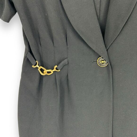 Vintage 90s Short Sleeve Hourglass Blazer Jacket Gold Jewelry Fran Fine Style S - Picture 4 of 7